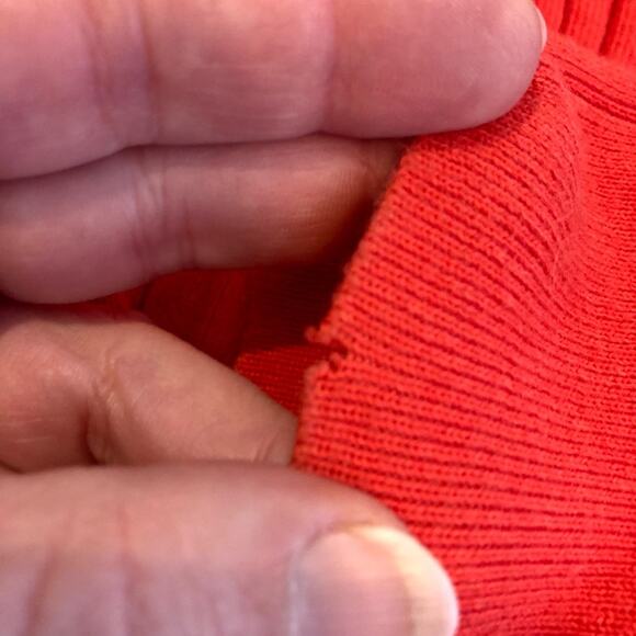 Cabi bright orange trumpet sleeve ribbed snap front cardigan size Small #5285 - Picture 12 of 16